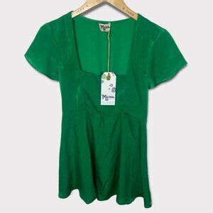 NWT Show Me Your Mumu Square Neck Bohemian Hippie Top Side‎ Zipper New With Tags